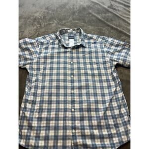 Patagonia Plaid Button Down Short Sleeve Large‎ Shirt Blue Plaid Lightweight